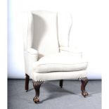 A 19th century mahogany framed wing arm chair,