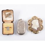 A collection of gold and silver jewellery and collectables, a silver sovereign case,