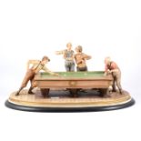 Large Capodimonte porcelain group, Billiard Players, signed B Marli, oval plinth, 52cm.