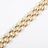 A yellow metal polished bar link bracelet, three bars wide,