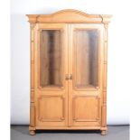 French pine cupboard, shaped top, shaped pediment with moulded cornice,