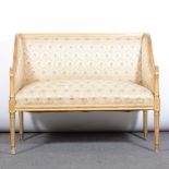 French canape square wing-back, tapestry upholstered back and seat,
