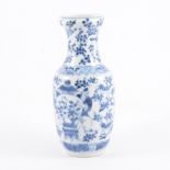 Chinese blue and white vase, body decorated with two figures carrying a vase,