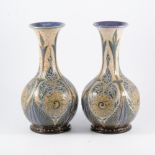 Florence Barlow for Doulton Lambeth, a pair of large stoneware vases, 1878,