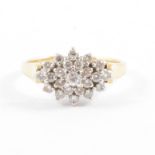 A boat shape diamond cluster ring,