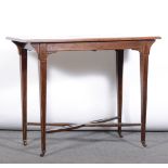 Late Victorian rosewood side table, rectangular top with marquetry inlay, moulded edge,