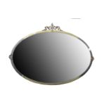 Oval wall mirror, bevelled plate, metal frame, 62cm x 83cm.