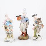 Continental porcelain model of a Boy Soldier, underglazed blue crossed swords mark,