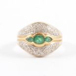 An emerald and diamond dress ring,