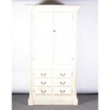 Painted pine armoire, inverted breakfront cornice,