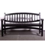 Black painted slatted teak garden bench, ...