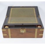 Victorian brass bound walnut writing box,...