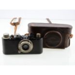 Leica camera, black case, No.145719, Leitz...