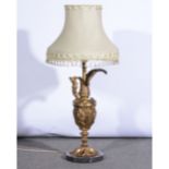 French gilt metal table lamp, designed as a...