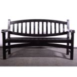 Black painted slatted teak garden bench, ...