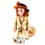A large French Tete Jumeau doll, bisque head...