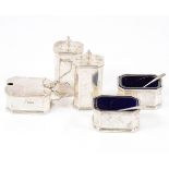 Five-piece silver condiment set, by Walker &...