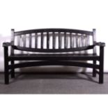 Black painted slatted teak garden bench, ...