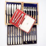 Collection of cased cutlery.