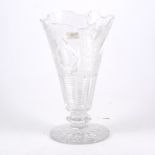 Fine quality cut-glass trumpet shaped vase, by...