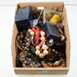 A box of jewellery and collectables, a silver...