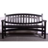 Black painted slatted teak garden bench, ...