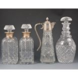 Pair of lead crystal spirit decanters, with...