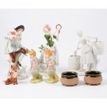 Pair of figurines, Doulton salts, Beswick, etc.