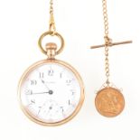 A Waltham gold-plated open face pocket watch,...