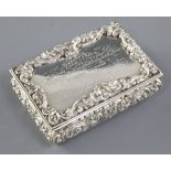 A good Victorian silver presentation table snuff box in original fitted case, by Nathaniel Mills,