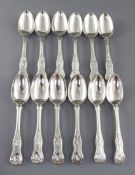 A set of twelve William IV silver King's pattern table spoons, by William Chawner, London, 1832,