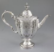 A Victorian silver pedestal coffee pot, by Roberts & Belk, hallmarked Sheffield 1874, of vase form
