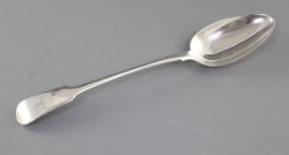 A George IV silver fiddle pattern basting spoon, by Thomas Wilkes Barker, hallmarked London 1824,