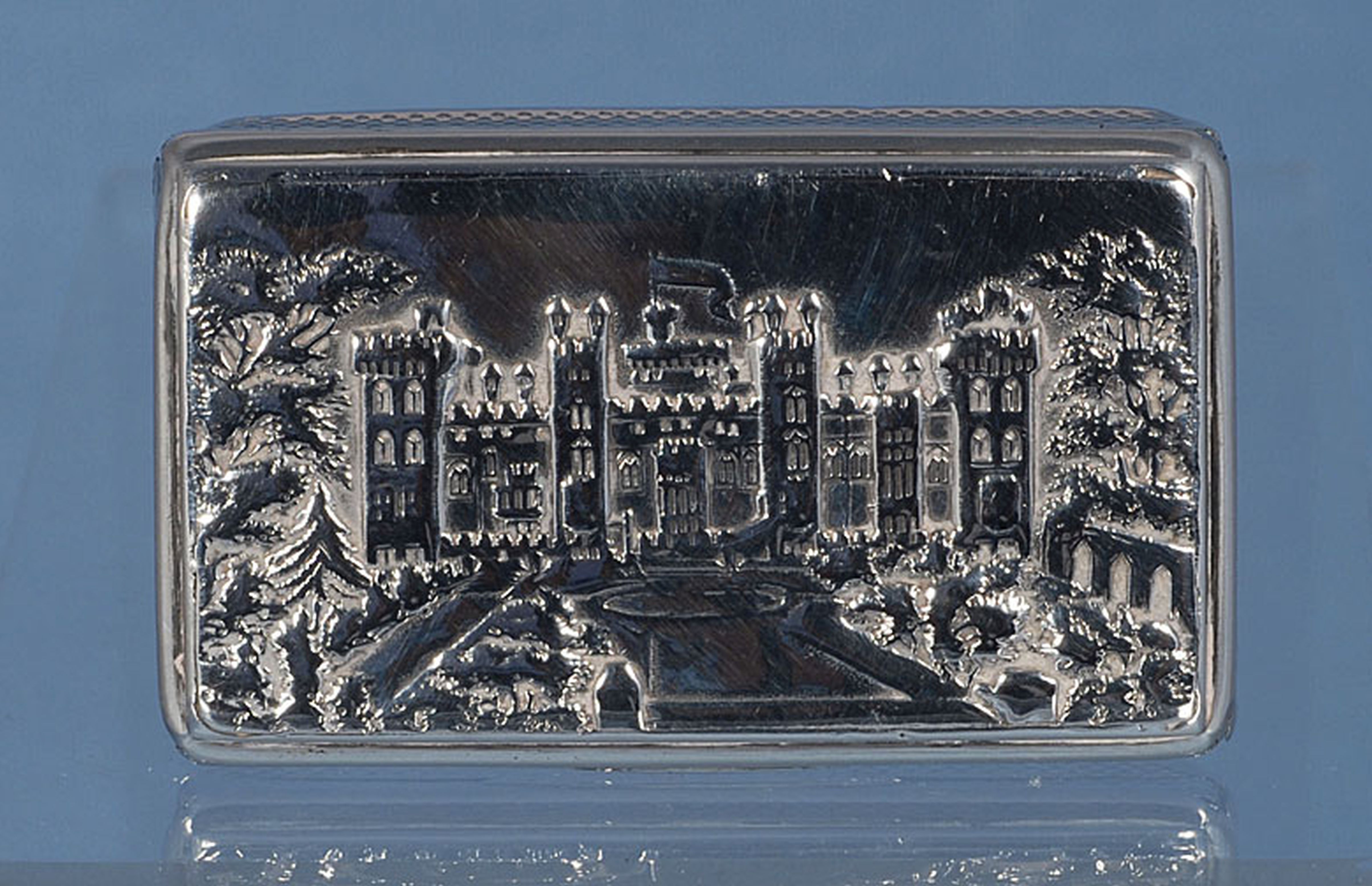 An early Victorian silver castle top snuff box, by Nathaniel Mills, hallmarked Birmingham 1837, of - Image 5 of 8