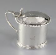 An early Victorian silver drum mustard pot, by John & Henry Lias, hallmarked London 1840, the