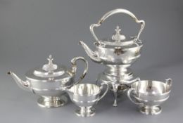A George V Scottish silver four piece tea set,by John Alexander Fettes, hallmarked Glasgow 1919/