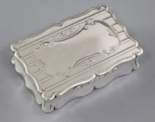 A Victorian silver snuff box, by Edward Smith, hallmarked Birmingham 1857, of rectangular form