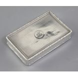 A William IV engine turned silver snuff box, by Edward Edwards II, hallmarked London 1835, of