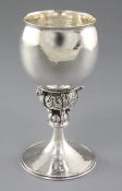 A good George V Arts & Crafts planished silver goblet, by Omar Ramsden & Alwyn Carr, hallmarked
