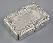 A good Victorian silver presentation table snuff box, by Nathaniel Mills, hallmarked Birmingham