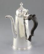 A George V 18th century style silver cafe au lait coffee pot, by R & W Sorley, hallmarked London