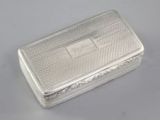 A William IV silver snuff box, by Taylor & Perry, hallmarked Birmingham 1834, of rectangular form,