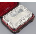 A good early Victorian silver table snuff box in original fitted case, by Nathaniel Mills,