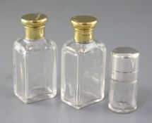 An Edwardian silver mounted glass scent bottle, hallmarked for Birmingham 1907, maker's, possibly