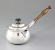 A George III Irish silver brandy pan and cover, by James Le Bass, hallmarked Dublin 1814, also