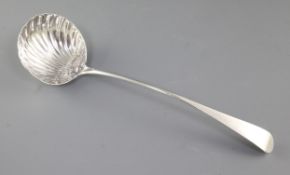 A George III silver Old English pattern soup ladle, by Walter Tweedie, hallmarked London 1777,