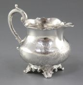 An early Victorian silver cream jug, by Richard Pierce & George Burrows, hallmarked London 1843,