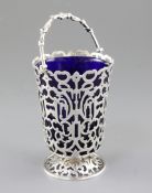 An early Victorian pierced silver sugar basket, by Joseph Angell I and Joseph Angell II,