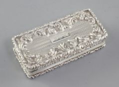 A William IV sterling silver snuff box, by Joseph Bettridge, hallmarked Birmingham 1830, of oblong