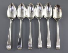 A set of six George III silver Old English pattern table spoons, hallmarked London 1807, William